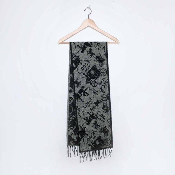 Coach wool-cashmere horse & carriage scarf
